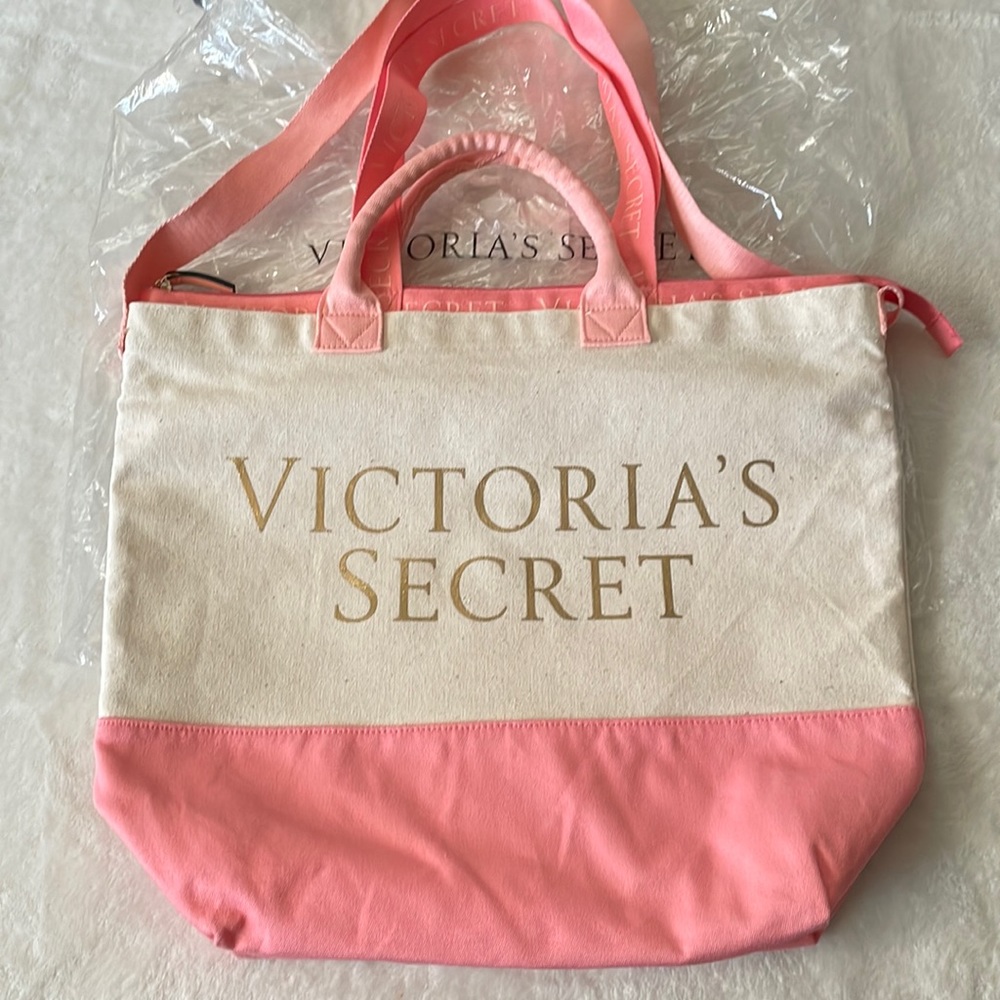 Victoria’s Secret Tote Bag Pink/Cream  Color 2 in 1 Insulated Cooler - Picture 3 of 16